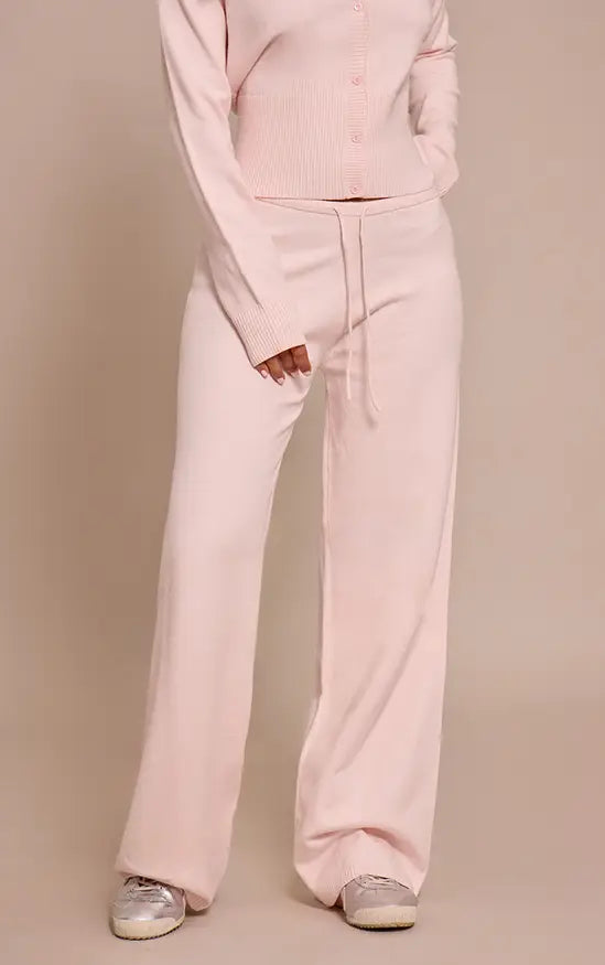 Plt - Petite Pink Wide Leg Knitted Trousers