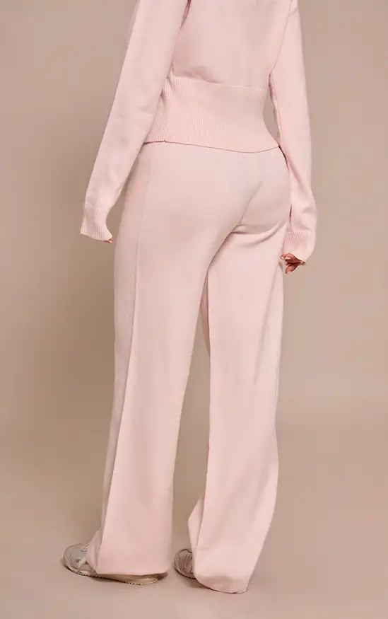 Plt - Petite Pink Wide Leg Knitted Trousers