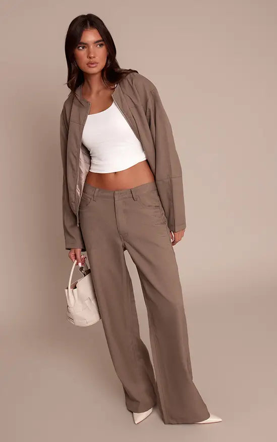 PrettyLittleThing Tailored Woven Elasticated Waist Bomber Jacket Co-ord