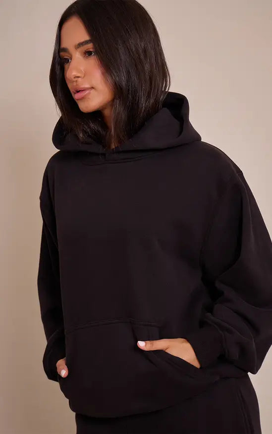 Plt - Petite Black Oversized Pull Over Hoodie