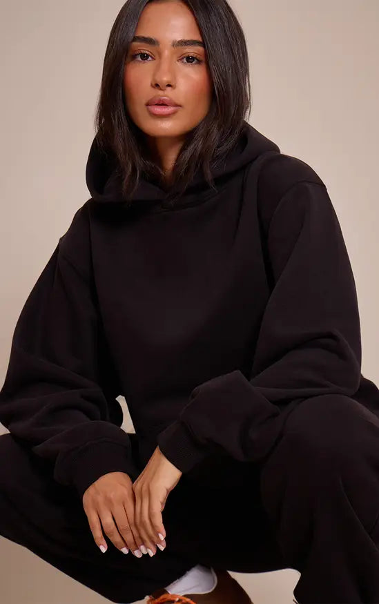 Plt - Petite Black Oversized Pull Over Hoodie