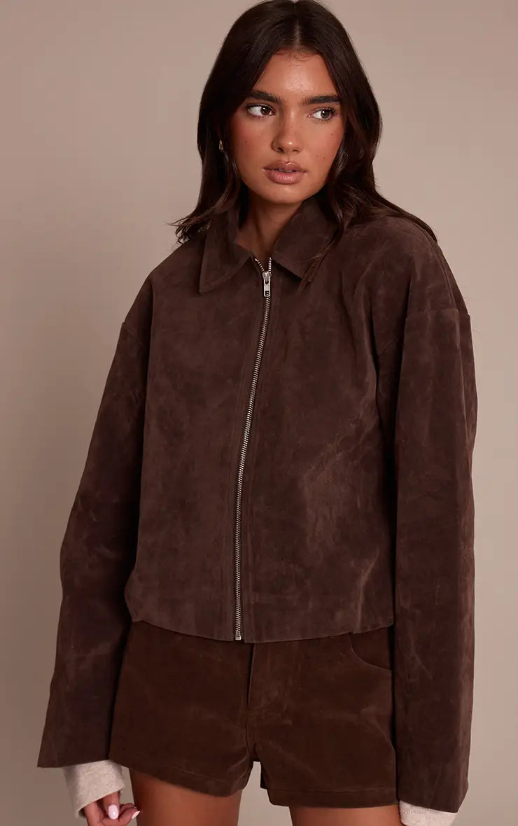 Plt - Dark Brown Suede Tailored Shorts