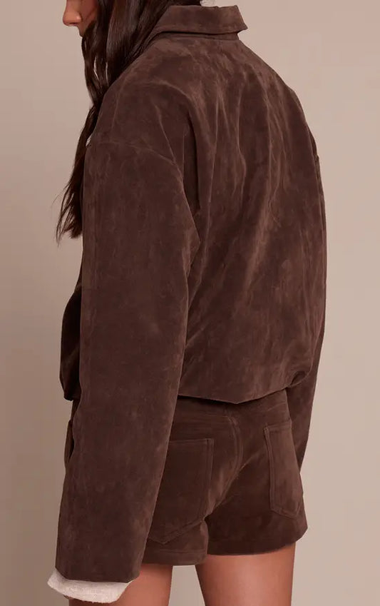 Plt - Dark Brown Suede Tailored Shorts