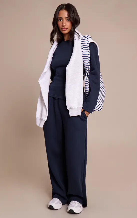 Plt - Petite Navy Long Sleeve Waist Cinched Sweatshirt