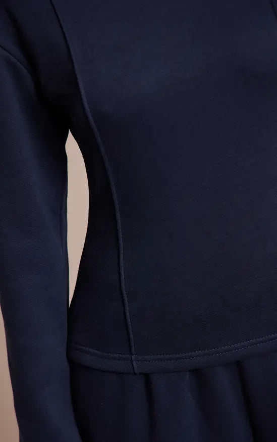 Plt - Petite Navy Long Sleeve Waist Cinched Sweatshirt