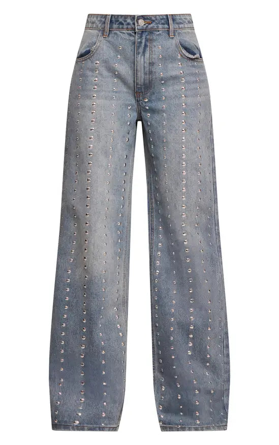 Plt - Blue Studded High Waisted Denim Jeans