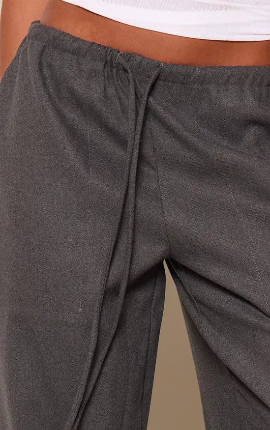 PrettyLittleThing Brushed Tailored Drawstring Low Rise Trousers