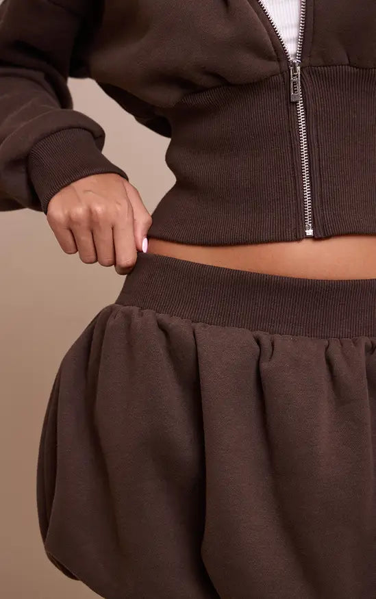 Plt - Chocolate Fleece Back Sweat Puffball Mini Skort