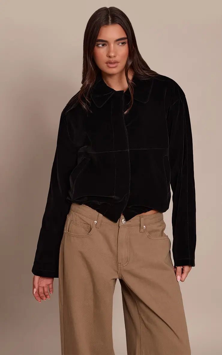 PrettyLittleThing Velvet Bomber Jacket