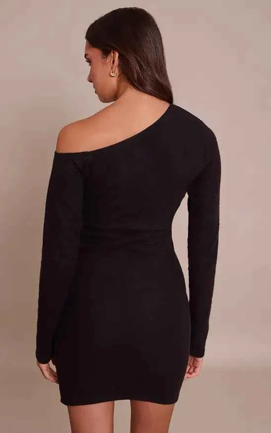 PrettyLittleThing Super Soft Asymmetric Long Sleeve Bodycon Dress