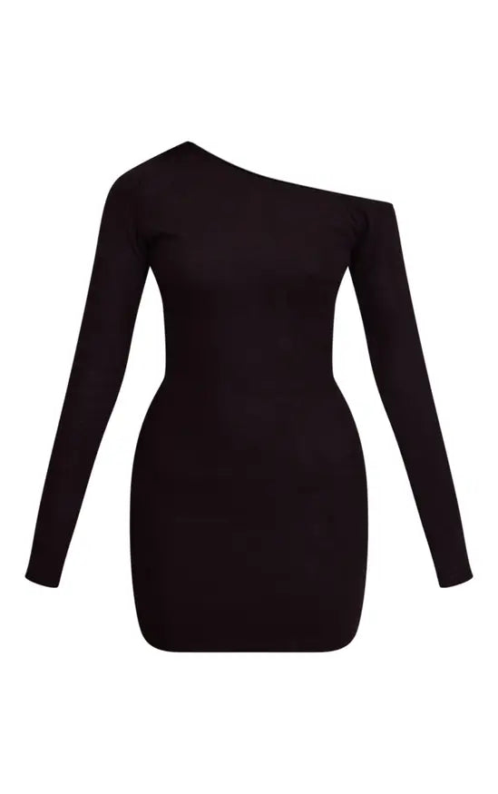 PrettyLittleThing Super Soft Asymmetric Long Sleeve Bodycon Dress