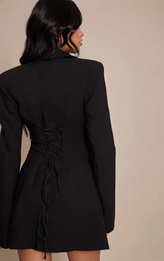 PrettyLittleThing Satin Lapel A Line Blazer Dress