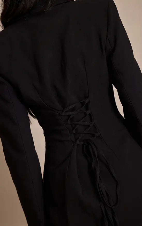 PrettyLittleThing Satin Lapel A Line Blazer Dress