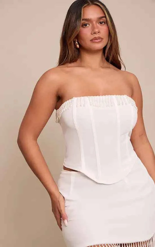 Ego - pearl detail bandeau corset
