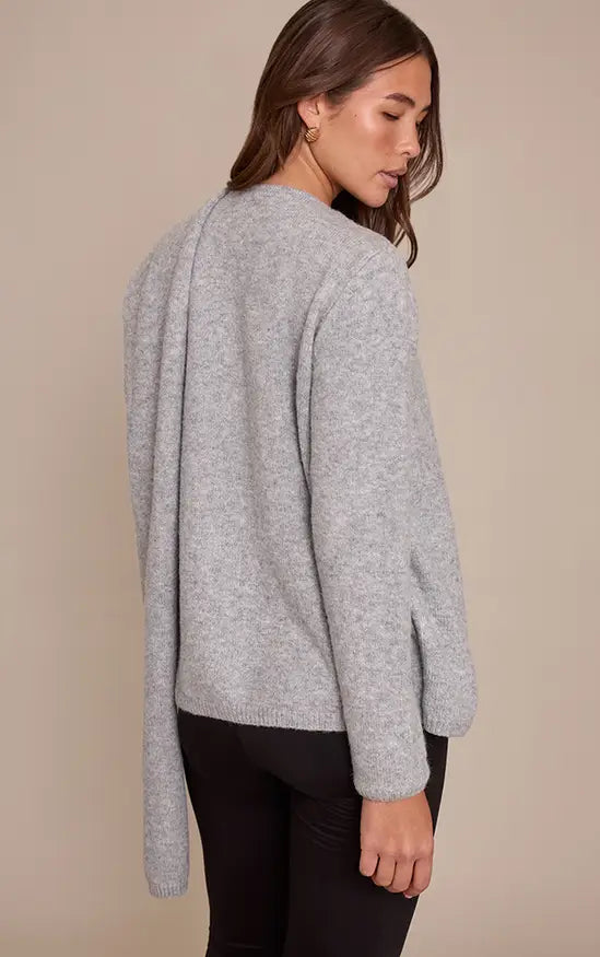 Plt - Grey Scarf Wrap Detail Knitted Jumper