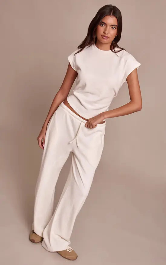 Plt - Cream Rib Knit Straight Leg Trouser Co-ord