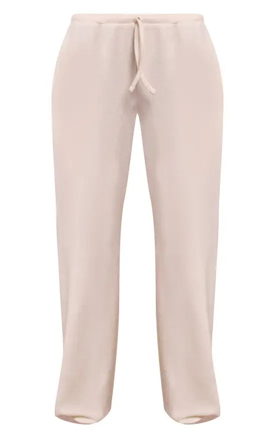 Plt - Cream Rib Knit Straight Leg Trouser Co-ord