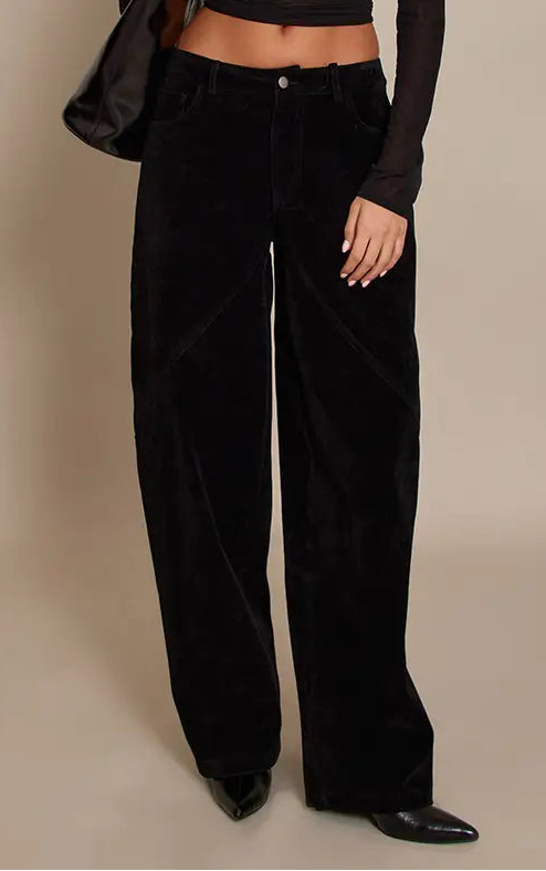 Plt - Black Faux Suede Cargo Trousers