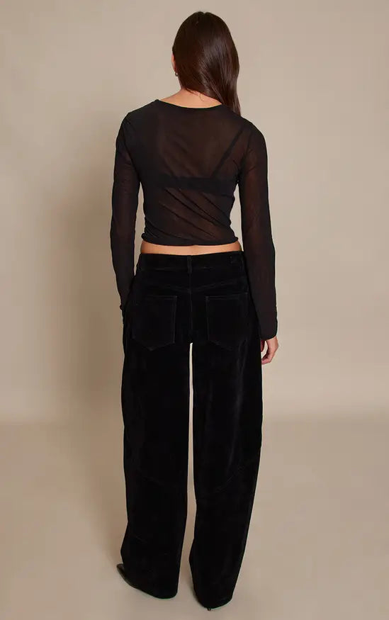 Plt - Black Faux Suede Cargo Trousers