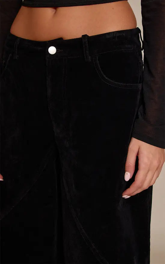 Plt - Black Faux Suede Cargo Trousers