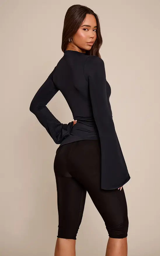 Plt - Black Matte Sculpt High Neck Long Sleeve Top