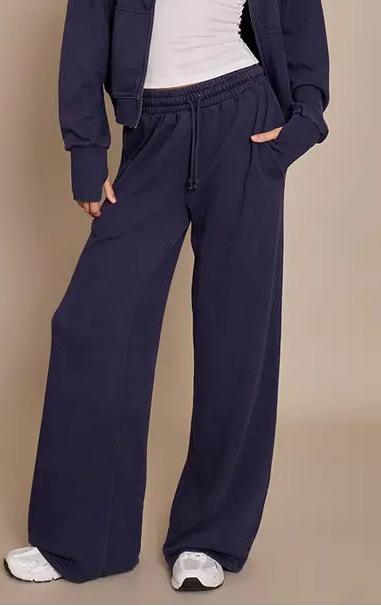 Plt - Navy Acid Wash Drawcord Cuff Jogger