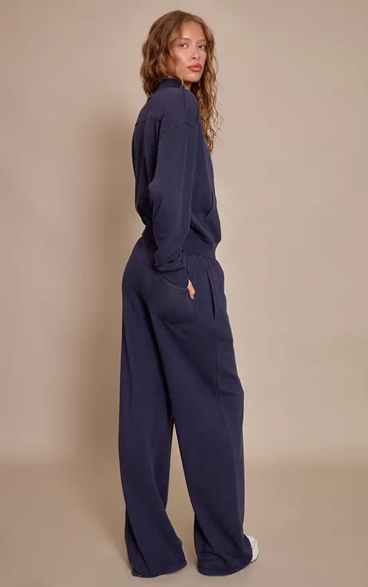 Plt - Navy Acid Wash Drawcord Cuff Jogger