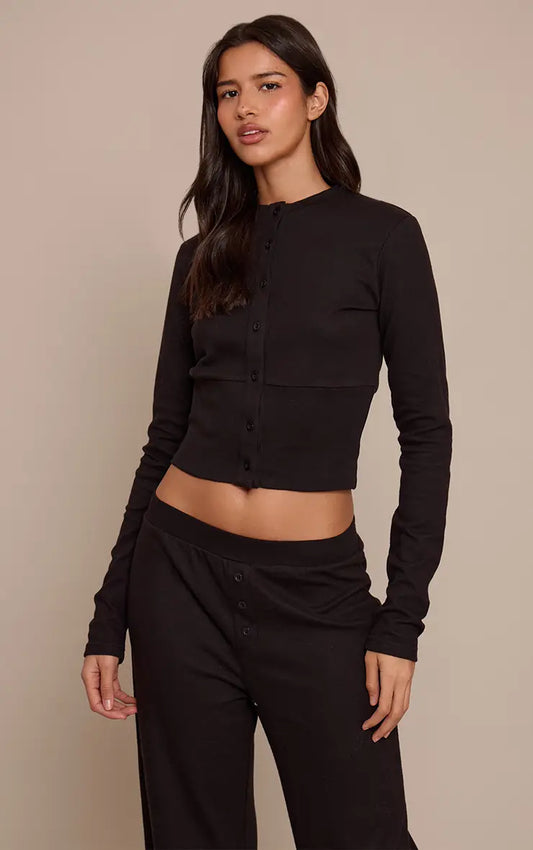 Plt - Tall Black Super Soft Top Co-ord