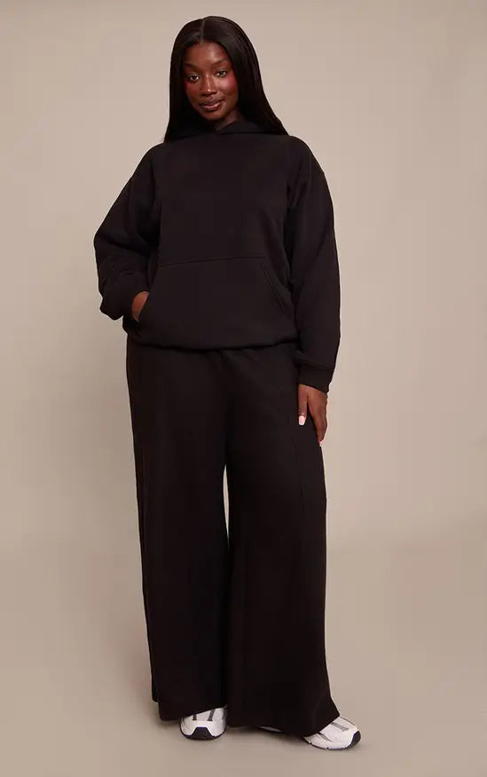 Plt - Plus Black Cotton Fleece Pullover Hoodie