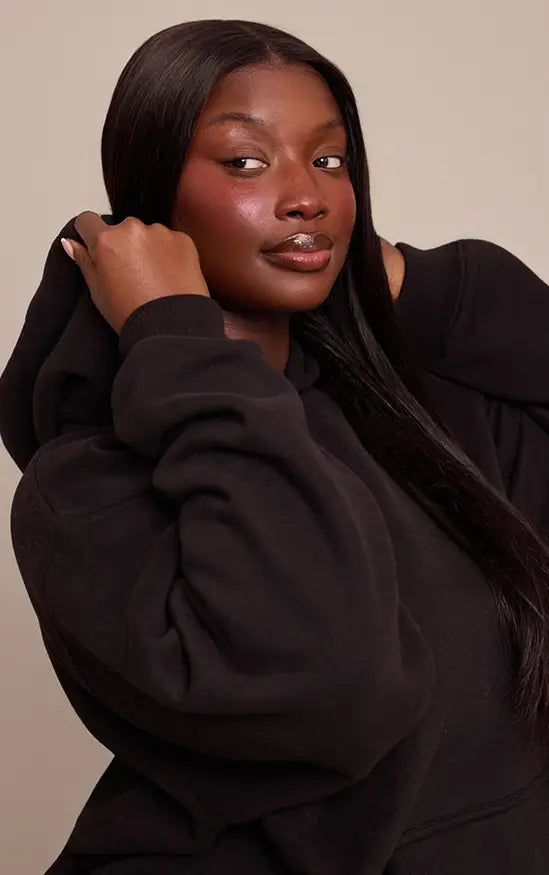 Plt - Plus Black Cotton Fleece Pullover Hoodie