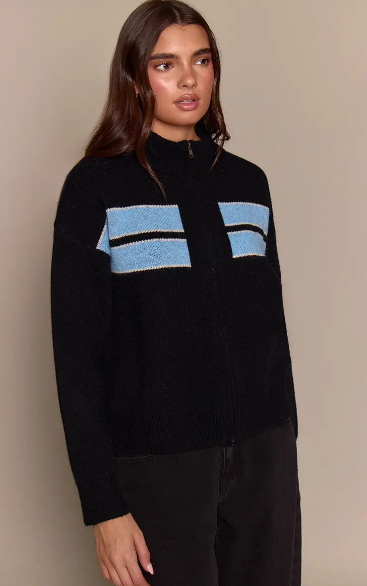 PrettyLittleThing Striped Knitted Sporty Jumper