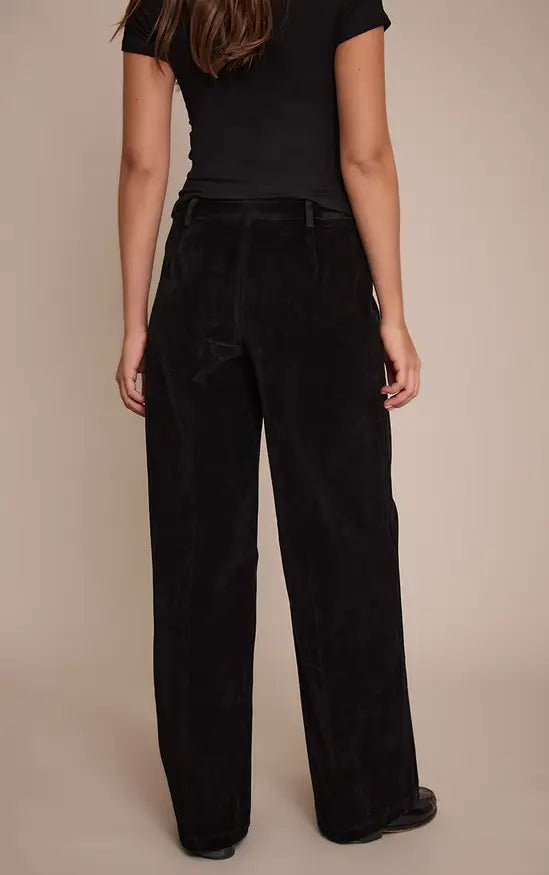 Plt - Black Faux Suede Straight Leg Trousers