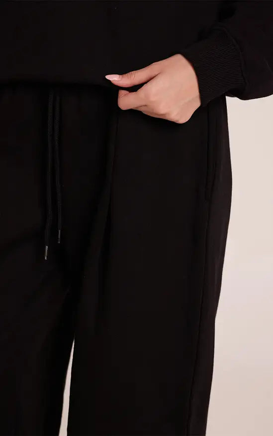 Plt - Black Pleat Detail Extreme Wide Leg Joggers