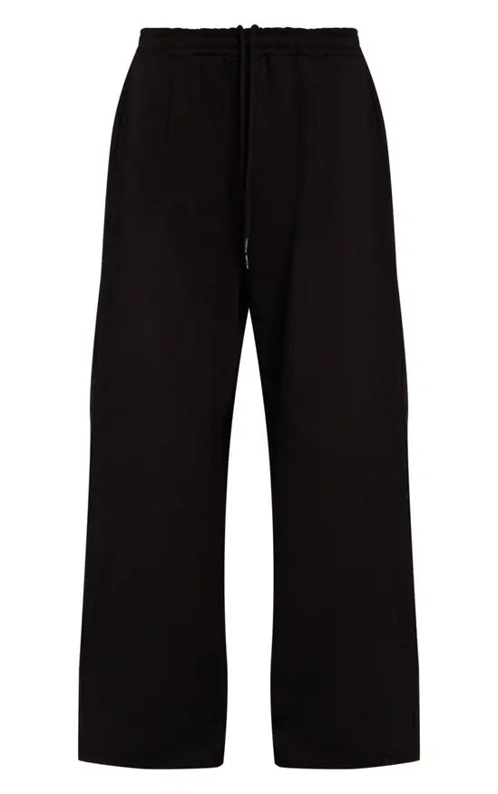Plt - Black Pleat Detail Extreme Wide Leg Joggers