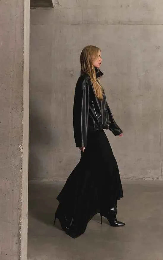 Black Mesh Long Sleeve High Neck Ruched Maxi Dress