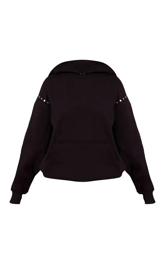 Plt - Petite Black Stud Detail Hoodie