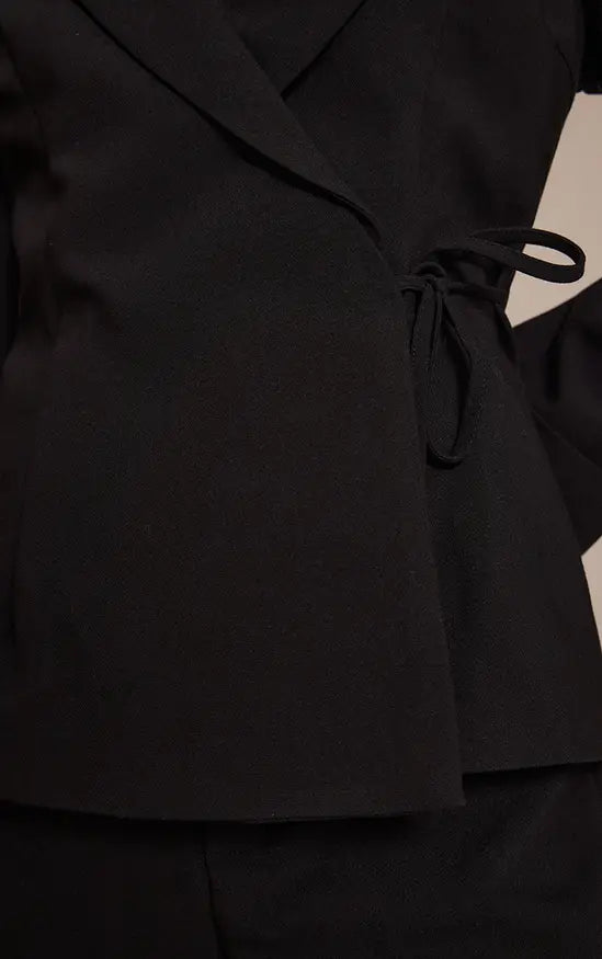 Plt - Black Premium Woven Tie Side Blazer Jumpsuit