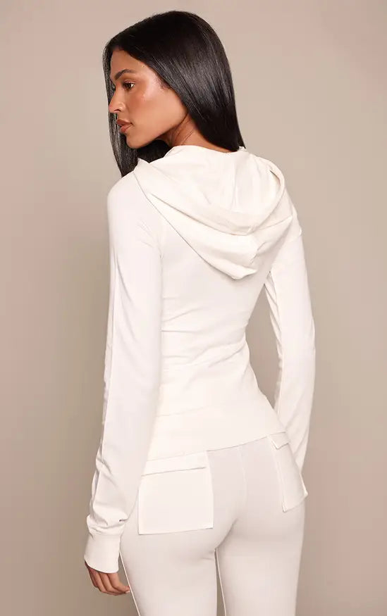 Plt - Tall Cream Zip Up Fitted Track Jacket