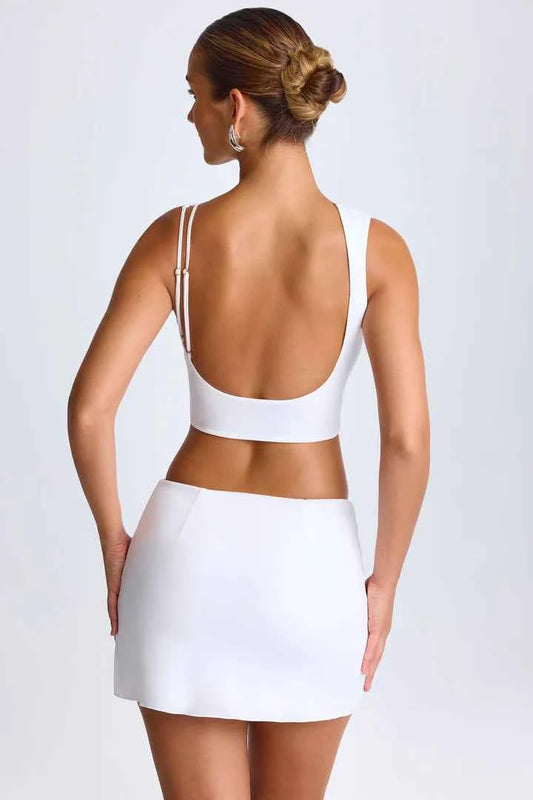 Ohpolly - Draped A-Line Mini Skirt in White