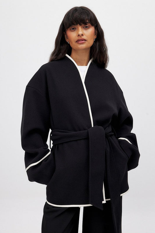 Contrast Binding Short Coat