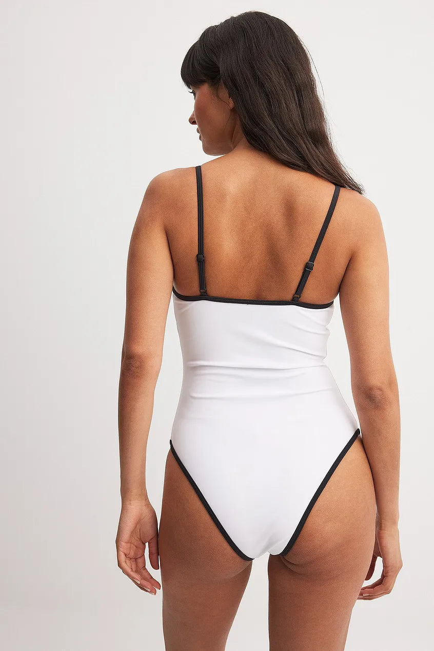 Contrast Binding Detail Swimsuit