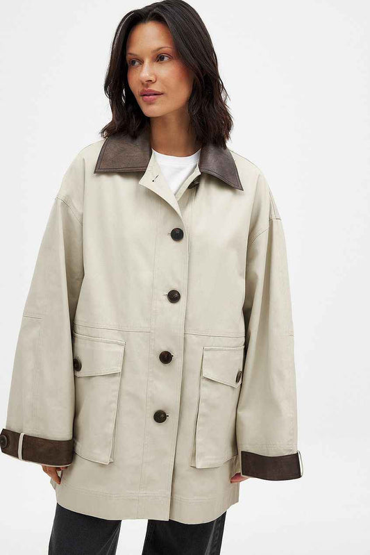 Na-kd Contrast Collar Drawstring Jacket