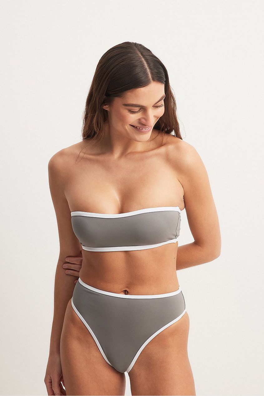 Contrast Detail High Leg Bikini Panty