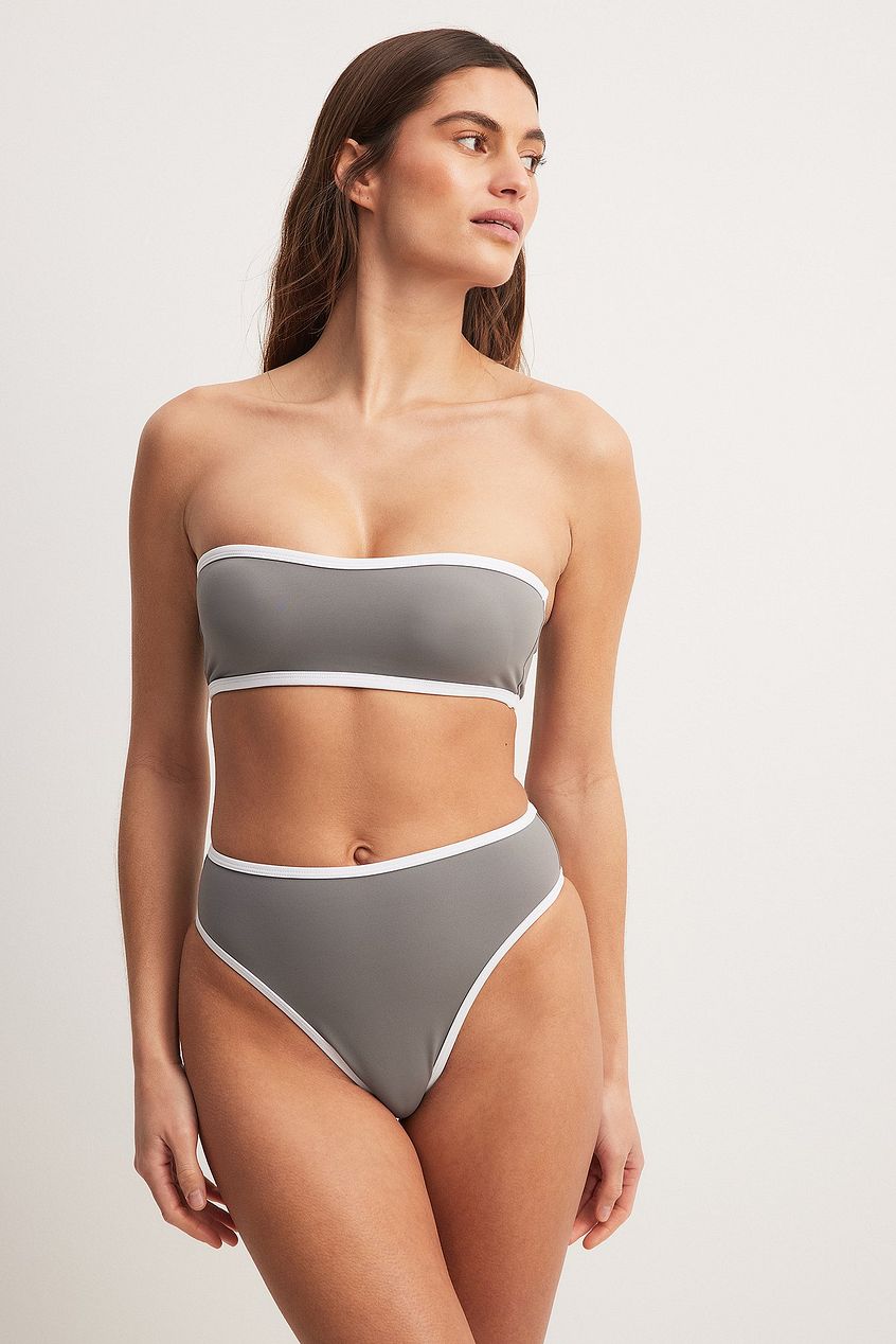 Contrast Detail High Leg Bikini Panty