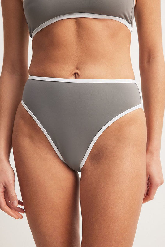 Contrast Detail High Leg Bikini Panty
