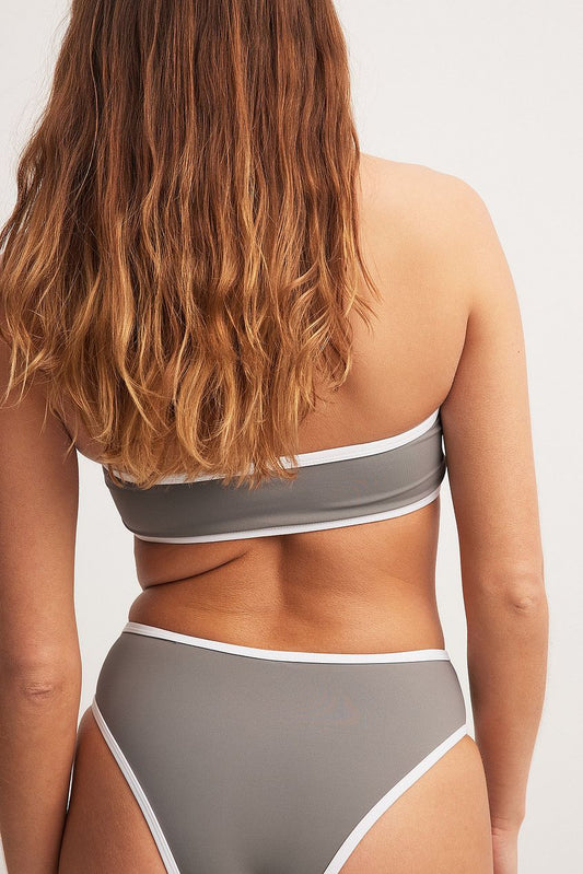 Contrast Detail High Leg Bikini Panty