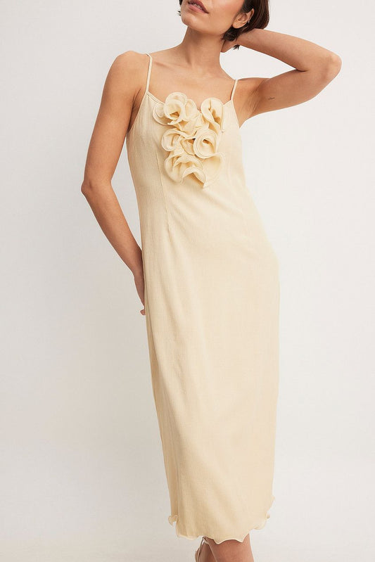 Crepe Ruffled Midi Dress