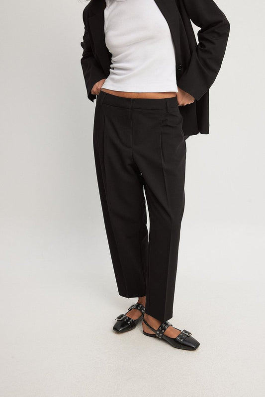 Cropped Mid Waist Suit Pants