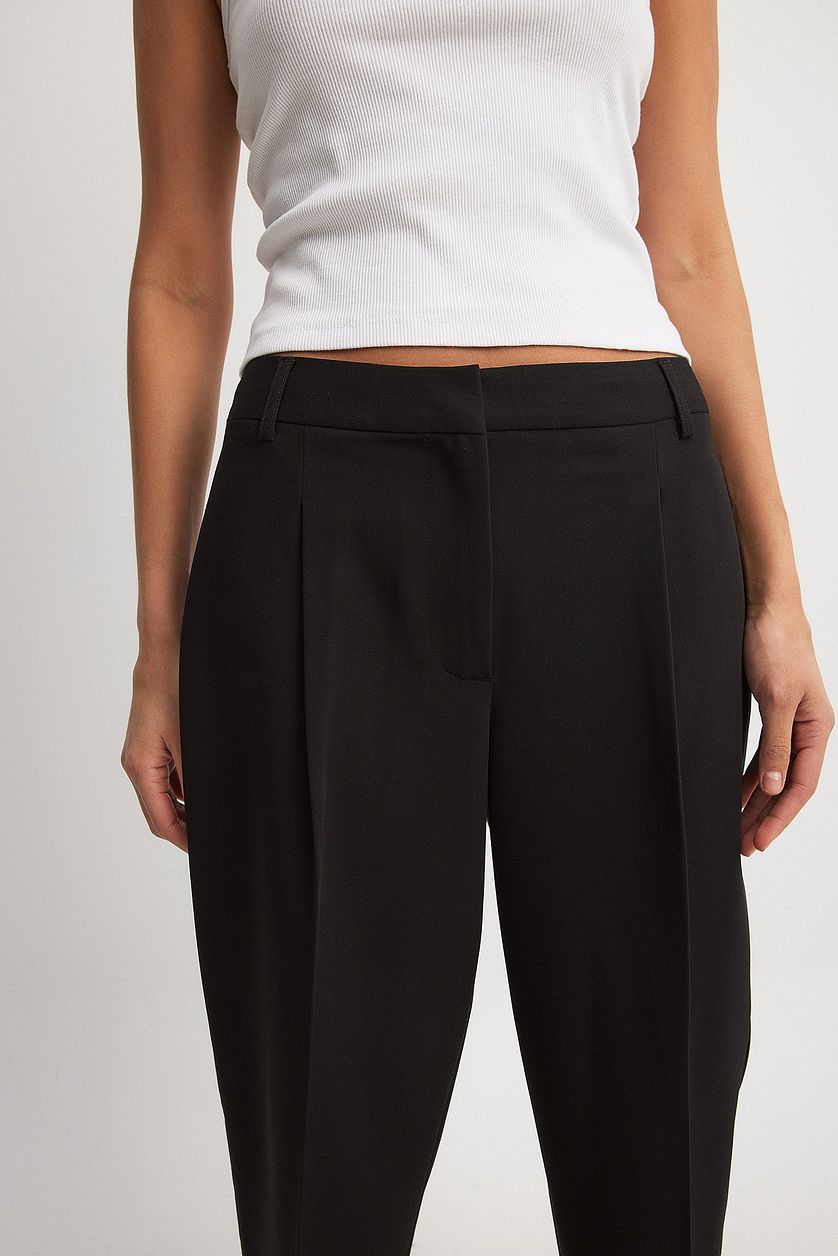 Cropped Mid Waist Suit Pants
