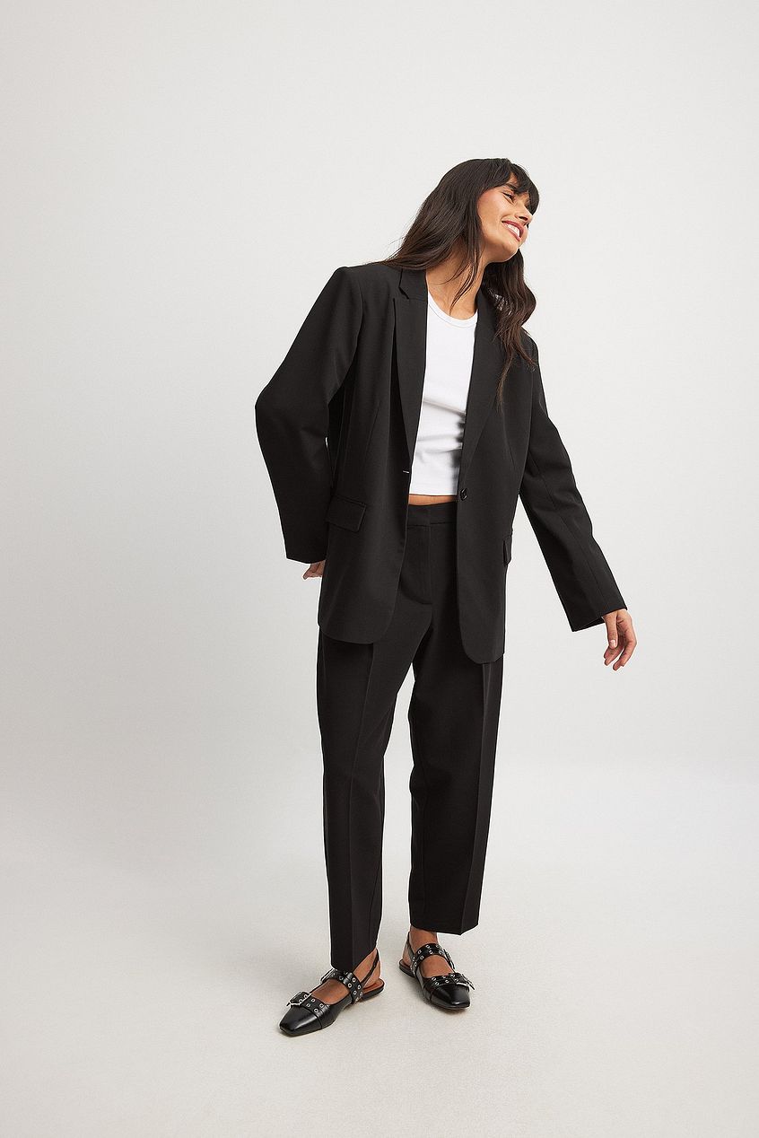 Cropped Mid Waist Suit Pants